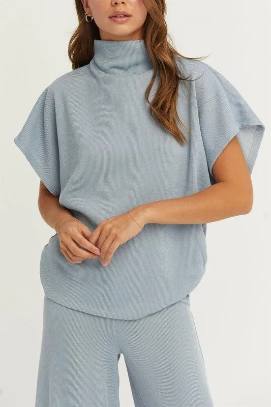 Soft rib, wide leg pants