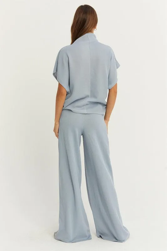 Soft rib, wide leg pants