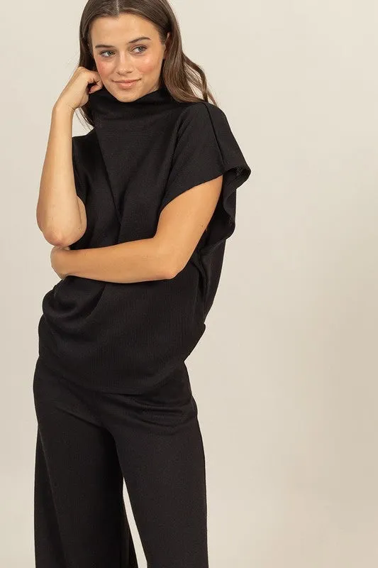 Soft rib, wide leg pants