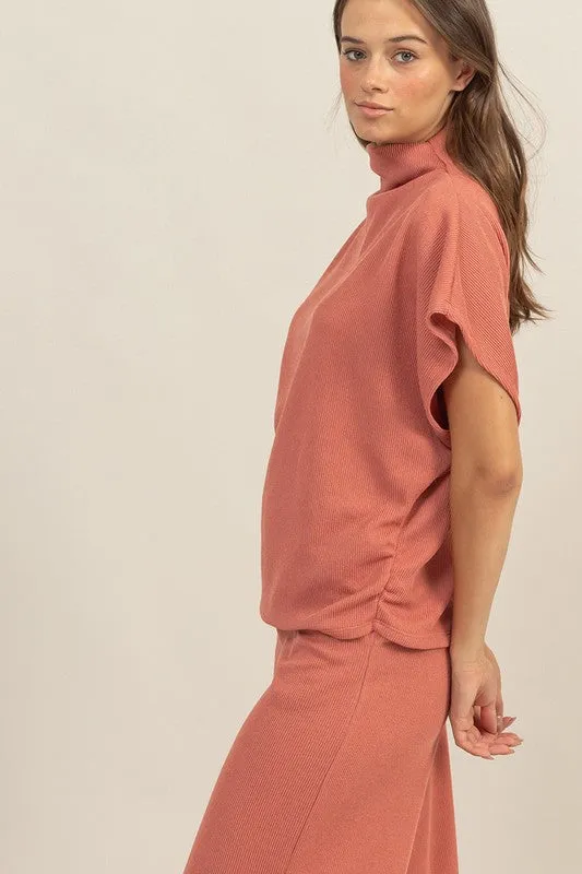 Soft rib, wide leg pants