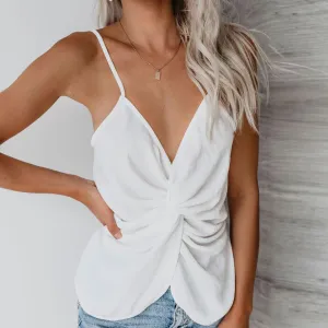 Stylish V-neck Twist Sling Top for Fashionable Looks Summer Spring