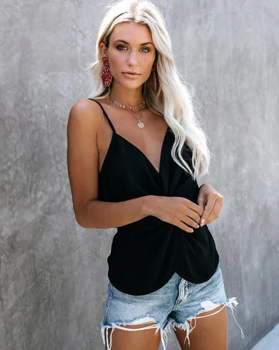 Stylish V-neck Twist Sling Top for Fashionable Looks Summer Spring