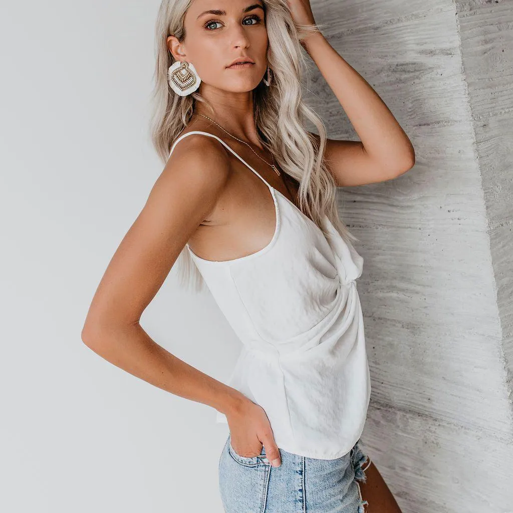 Stylish V-neck Twist Sling Top for Fashionable Looks Summer Spring