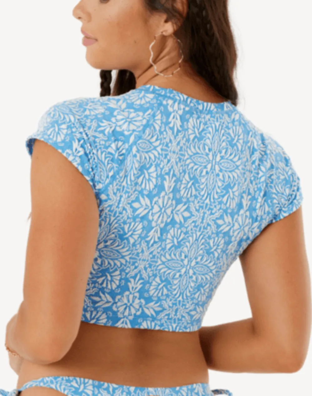 Tile Tranquility Crop Short Sleeve Bikini Top