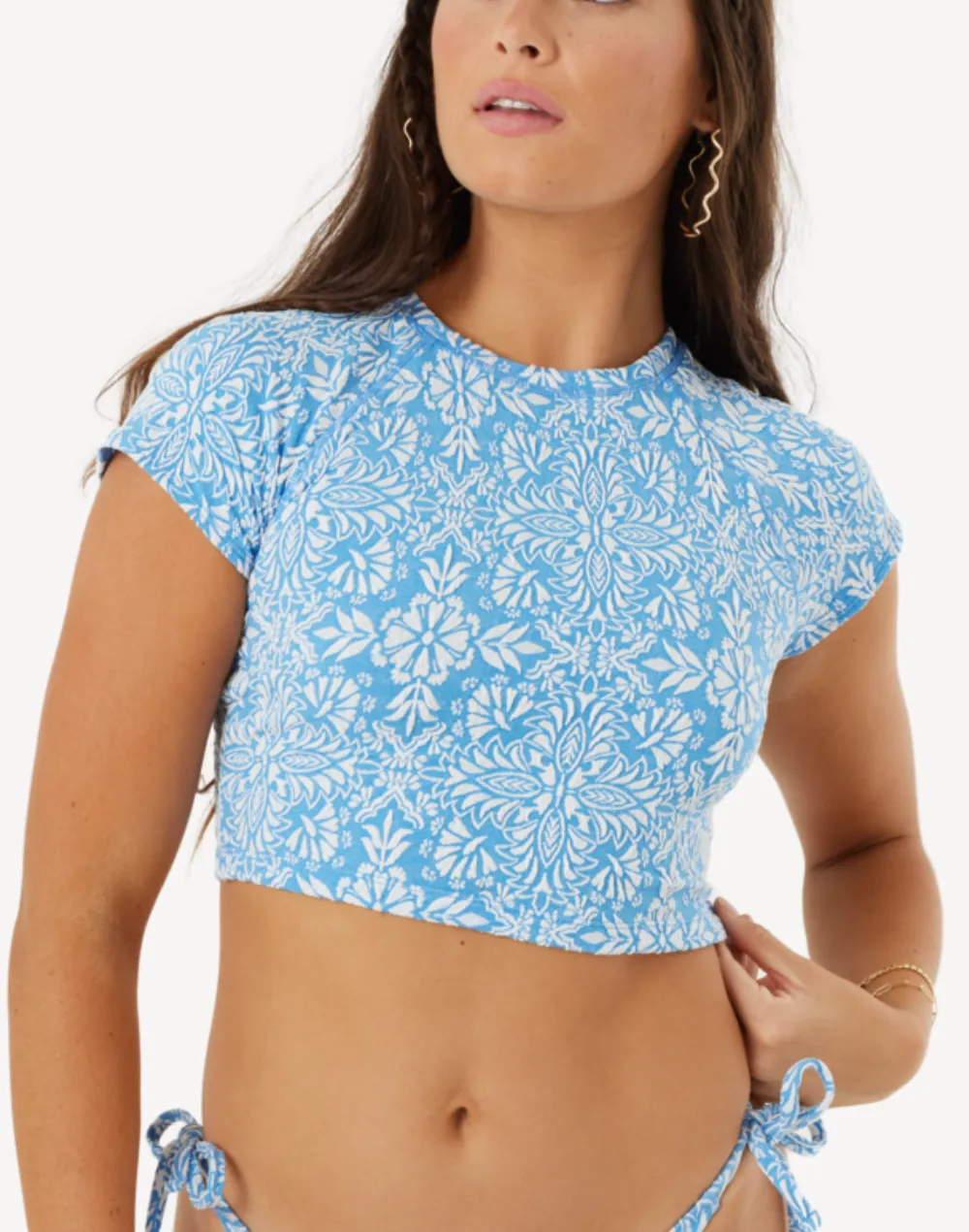 Tile Tranquility Crop Short Sleeve Bikini Top