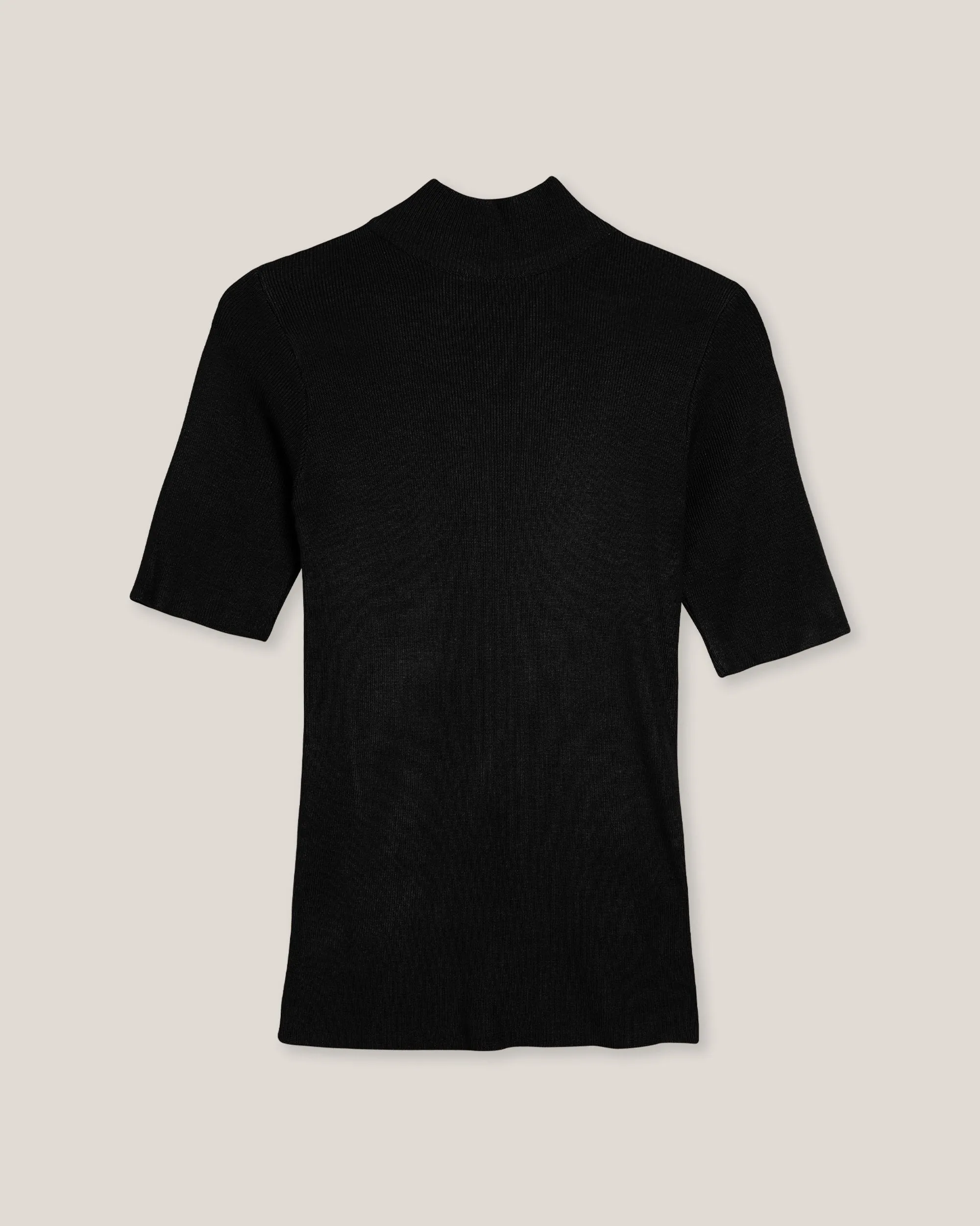 Ting Ting Mock-Neck Short-Sleeve Sweater