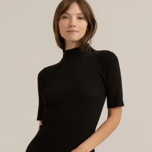 Ting Ting Mock-Neck Short-Sleeve Sweater