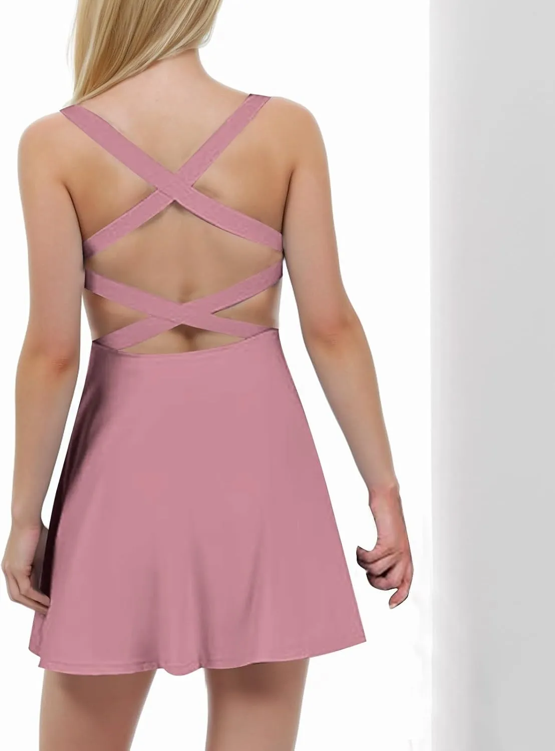 Womens Summer Dresses 2025 V-Neck Spaghetti Strap Dresses Waist Tie Sundress Layer Ruffle Hem a Line Mini Dress