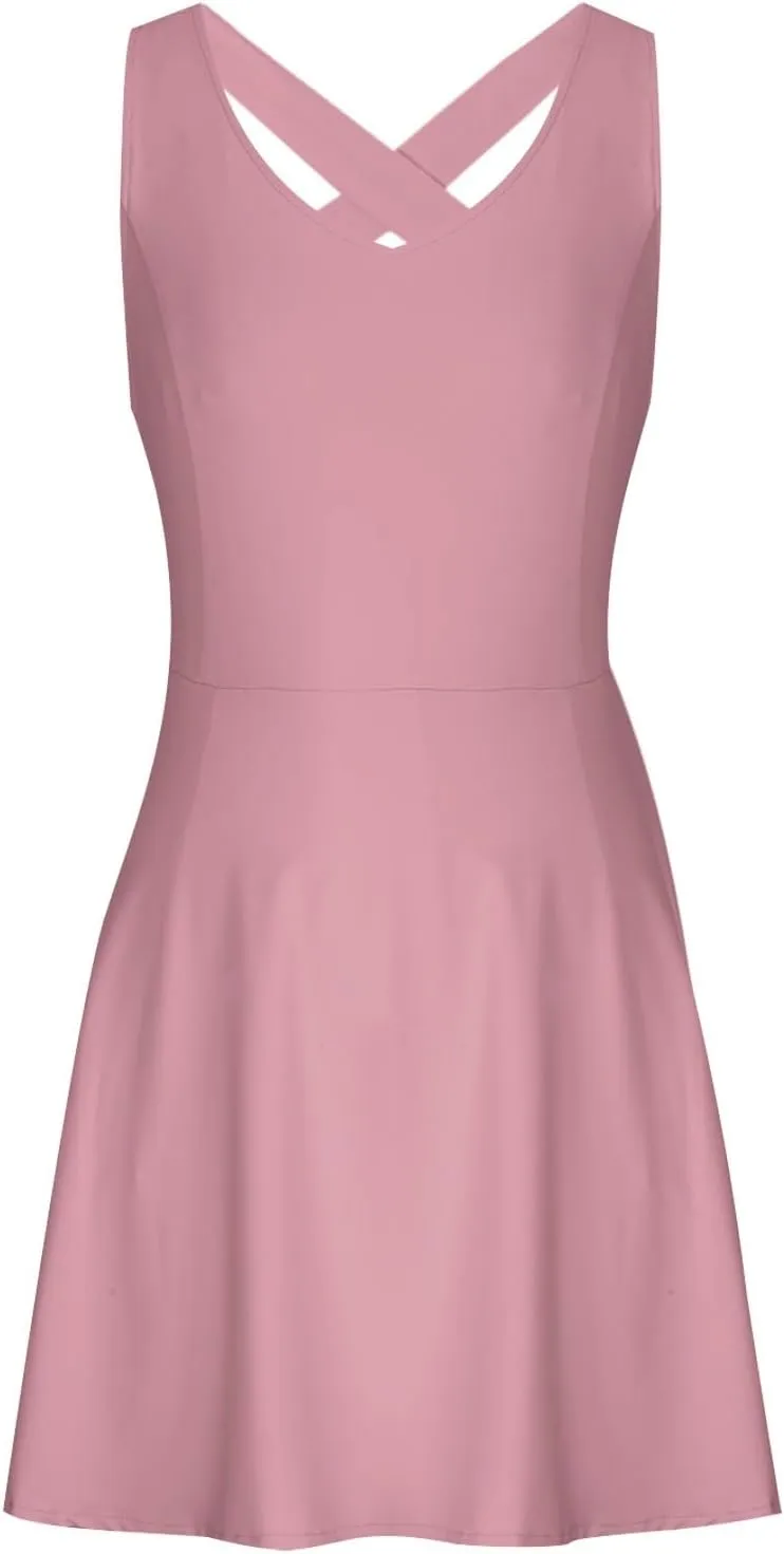 Womens Summer Dresses 2025 V-Neck Spaghetti Strap Dresses Waist Tie Sundress Layer Ruffle Hem a Line Mini Dress