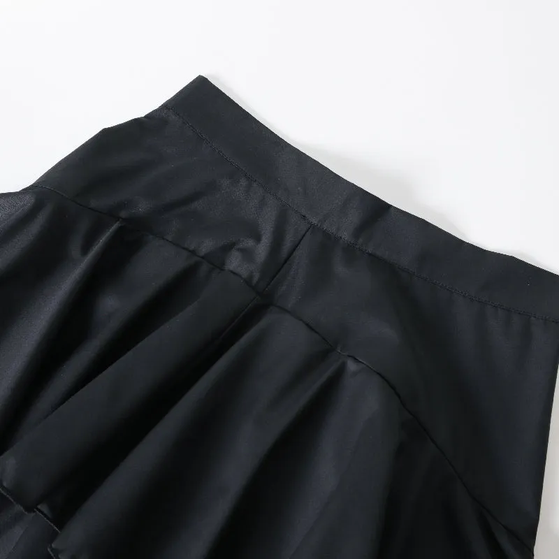 xakxx Stylish Selection A-Line High Waisted Falbala Solid Color Skirts Bottoms