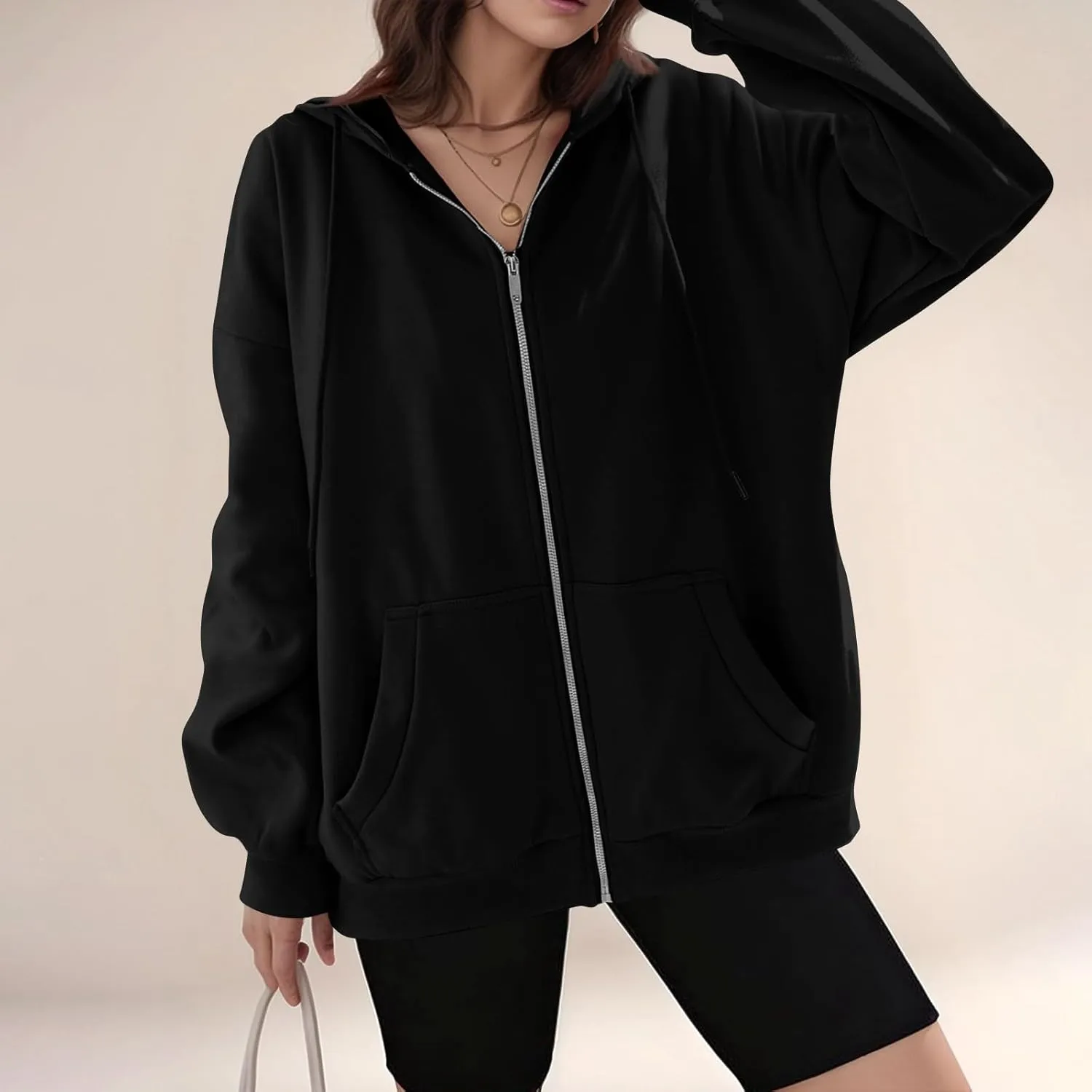 Zip Up Hoodie Women Oversized Hooded Zip Up Sweatshirt Ladies Fleece Cute Sweatshirts Sweaters Long Sleeve Sweat Shirts