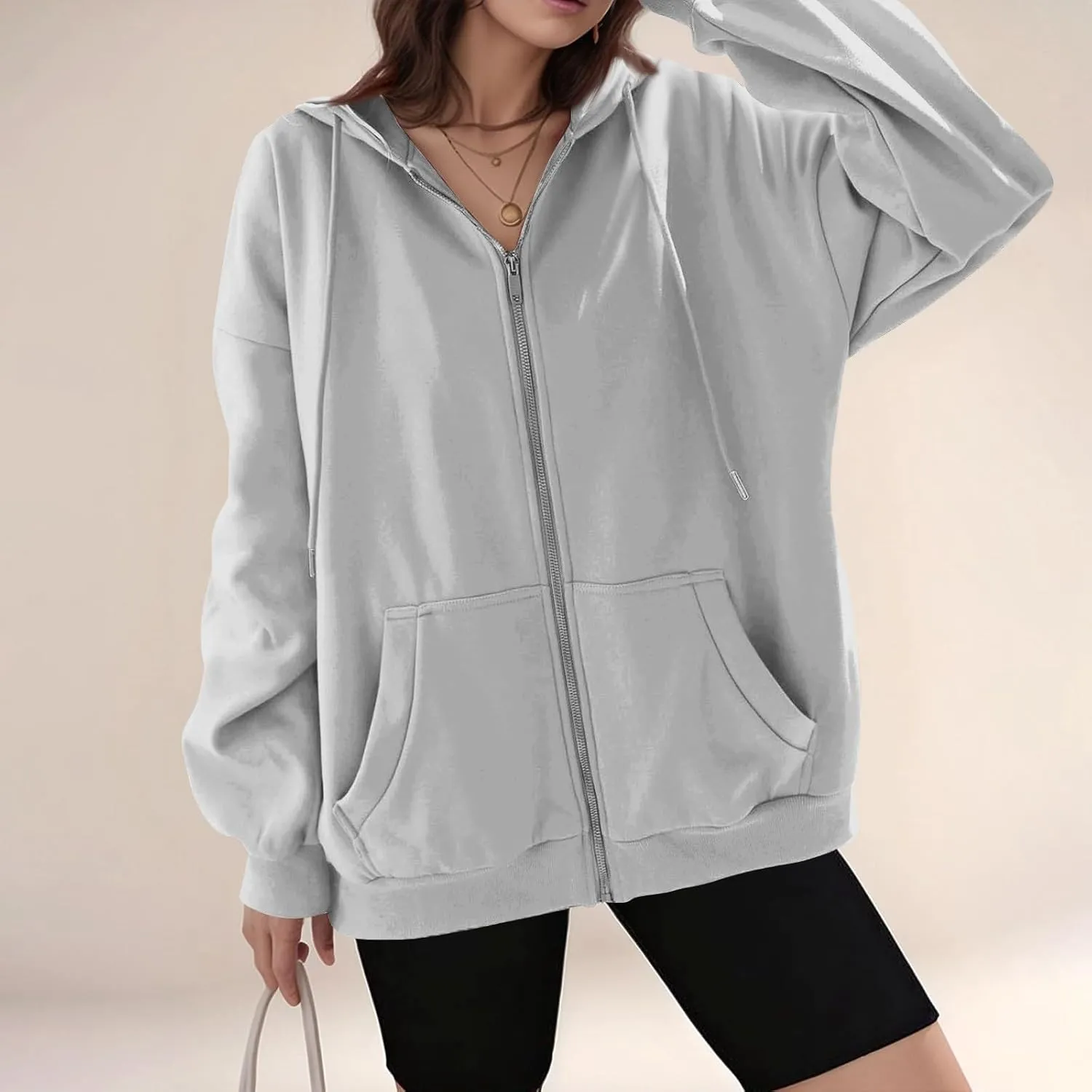 Zip Up Hoodie Women Oversized Hooded Zip Up Sweatshirt Ladies Fleece Cute Sweatshirts Sweaters Long Sleeve Sweat Shirts